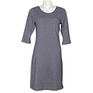 Olsen Europe Women's Geometric Textured Knit Shift Dress Grey White 8